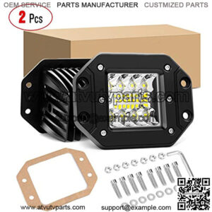 2PCS 42W Flush Mount LED Light Pods Upgraded Spot Flood Combo Driving Light LED Work Light Backup Reverse Light Grill Mount Light for Offroad 4x4 Truck SUV, 2 Years Warranty