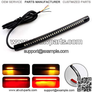 Universal 8" Flexible LED Light Strip with Tail Brake Stop Turn Signal Lights All-in-one for Motorcycle Scooter Quad Cruiser Off Road, Red/Amber