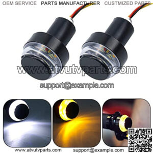 Motorcycle Handlebar End LED Lights, Dual Color for Turn Signal Lights and Side Marker Lights or Running Lights, Amber / White