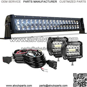 22" LED Light Bar 5D 120W Flood Spot Combo Beam LED Bar + 4" 60W Off Road Driving Fog Lights with W/Rocker Switch Wiring Harness for Trucks ATV UTV Boats Lighting