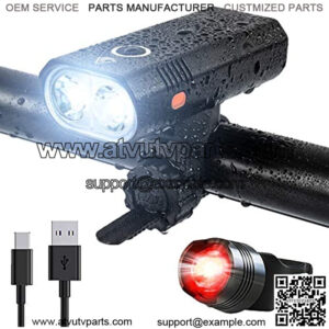 USB Rechargeable 2 LED Bike Lights Set, Super Bright Front and Back Rear Bicycle Light Combo, IPX5 Waterproof 800LM Cycling Light, Mountain Road Helmet Cycle Headlight and Taillight Set (5 Modes)