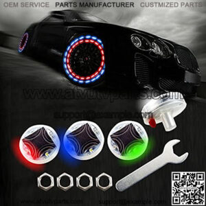 Car Tire Wheel Lights, 4-pack Solar Energy Motion Sensors Flashing Colorful Gas Nozzle LED Tire Schrader Valve Cap Lights Lamp Bulb Waterproof for Car Auto Motorcycles Bicycles