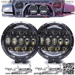 7 Inch 105W Brightness LED Light Bar, Round Spot Light Pods Off Road Driving Lights Fog Bumper Roof Light Compatible with Jeep Offroader Truck Car ATV SUV Construction Camping Hunters