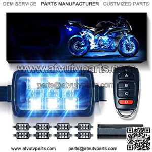 8 pcs Motorcycle RGB LED Strip Lights , Multi-Color Neon w/Smart Remote Controller| Compatible with Carts Trikes Cruiser Scooter ATVs UTVs