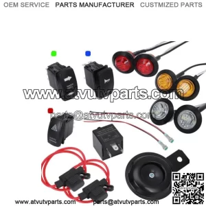 For UTV ATV Golf Cart Rocker Switch Turn Signal Kit Street Legal Led Light Horn (For: More than one vehicle)