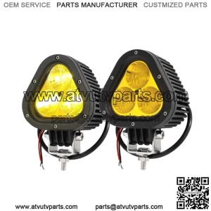 Pair 4" 70W Amber LED Triangle Work Driving Lights Offroad 4X4WD ATV UTV (For: More than one vehicle)