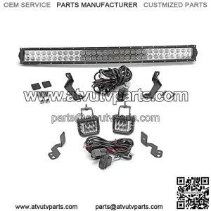 Compatible with Polaris RZR XP 1000 900 Models Upper Roof 32 inch 180W Combo Beam LED Curved Light Bar Mount Bracket Kit + 4 inch 60W Side Shooter Led Pod Pillar Mount Brackets with Wiring Kit