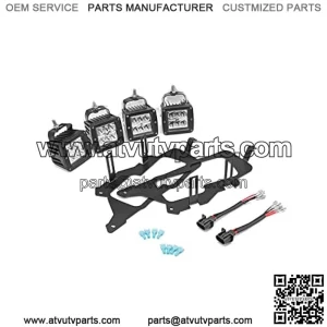 RZR Headlight Kit, 4PCS 24 LED Work Light Pod with Plug Wiring Kit & Front Hidden Headlight Mounting Bracket Kit Fit 2015-2022 Polaris RZR 900/800/XP 1000