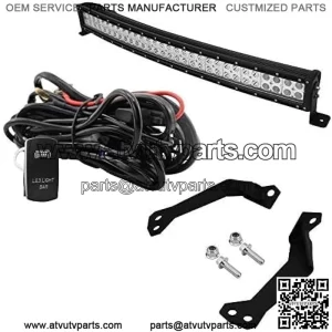 32" 180W Curved LED Light Bar Spot/Flood Combo Beam w/Wiring Kit & Below Roof Mounting Brackets Compatible with Polaris RZR 900 XP1000 Models