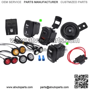 UTV Turn Signal Horn Street Legal Kit For Polaris SxS UTV ATV Can-Am Maverick X3