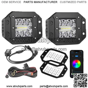 For Can Am Maverick X3 & Max 2017-23 4" Flush Mount LED Lights Rear Bumper Wire