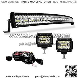 Roof 50" Curved LED Light Bar Combo +4'' Pods Wire fit Can-am Maverick X3 max