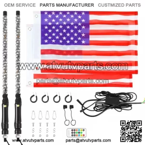 2FT RGB Spiral LED Whip Lights Antenna W/Flag For CFMOTO ZFORCE 600 800 950 1000