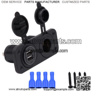 Center console 4.2A with aperture dual USB blue +12V with light cigarette lighter holder