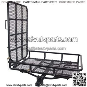 Hitch-Mounted Cargo Carrier with Mobility Ramp for Wheelchair Scooter Lawn Mower Snow Blower Hauler 500lb Capacity Basket-Style