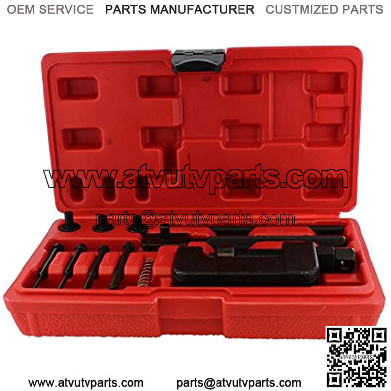 Chain Breaker 13-Piece Set with Carrying Case C Chain Cutter and Riveter for Motorcycle, Bike, ATV