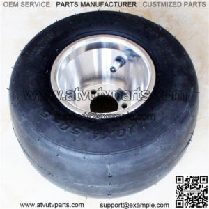 10x4.5.00-5 10x4.50-5 Front Wheel Tire with Rim 3 Holes, 10x4.50x5 Slick Tire, 4-Ply, Smooth Tread Tubeless for ATV Drift Trike Racing Go Kart