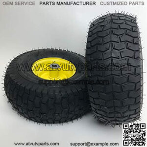 Set of 2-15x6.00-6 Lawn Mower Tire and Rim - Fits on 3/4 Inch Axle