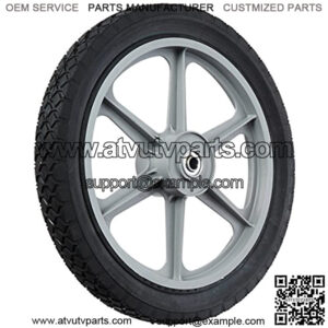 335110 14" x 1.75" Spoked Plastic Wheel with Diamond Tread, Black