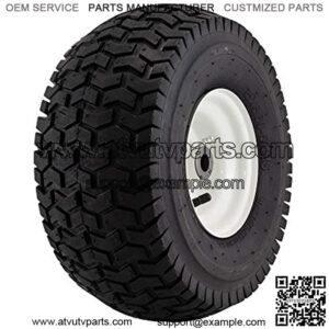 20346 15x6.50-6" Pneumatic (Air Filled) Lawnmower Tire on Wheel, SINGLE, Black & White