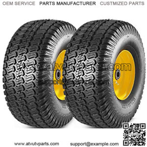 2 Pcs Lawn Mower Tires 15x6.00-6 with Wheel for Riding Mowers, 3" Offset Hub Long with 3/4" bearings(WILL NOT FIT ON TRAILERS)