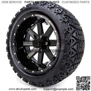 14" MODZ Assault Black Ball Mill Golf Cart Wheels and All Terrain Tires Combo Set of 4