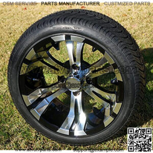 14" Black Aluminum Wheels and 205/30-14" DOT Street Golf Cart Tires - Set of 4