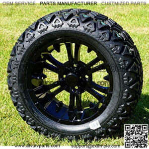 14" Vampire GloBlack Aluminum Wheels and 23X10-14 All Terrain Tire Combo - Set of 4