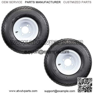 Two Golf Cart Tires On Rims 18 X 8.5 X 8 18-850-8 18X8.50-8 White 4 Lug 18 in.