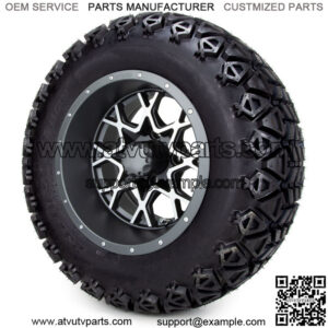 12" Matte Grey and Machined 12x7 - Lifted Tires and Wheels Combo