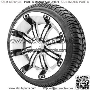 14" Black White SS Wheels with Street Low Profile Tire Combo