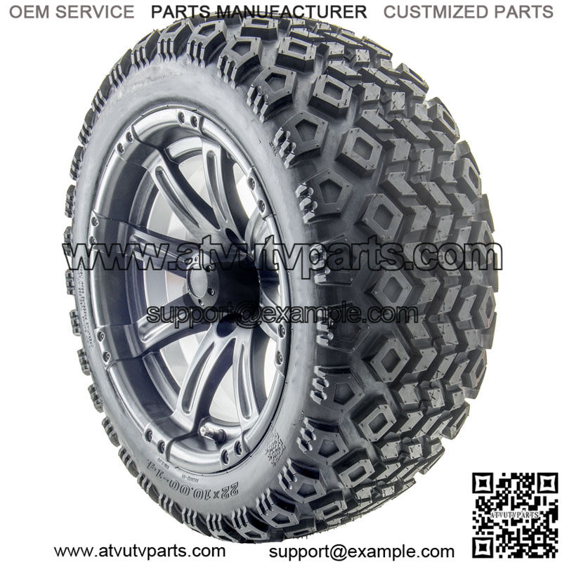 14" Matte Black Wheels and Lifted Tires Combo