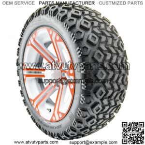 14" RX354-WO White and Orange Wheels and Lifted Tires Combo