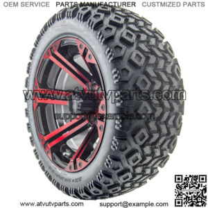 14" RX354-BR Black and Red Wheels and Lifted Tires Combo