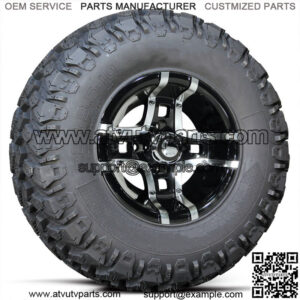 Alloys 10" Machined Black Wheels with Hammer Tire Combo