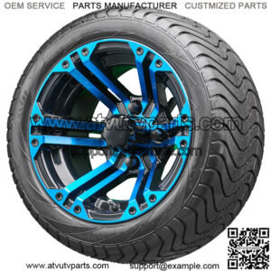 12" TIR-RX334-BBL Blue and Black Wheels and Tires Combo