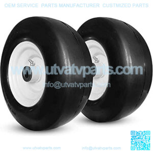 2 New 11x4.00-5 Flat Free Smooth Tires w/Steel Rim for Zero Turn Lawn Mower Garden Tractor - Hub length 3"-5" with 3/4" OD Axle Shaft 114005 T161
