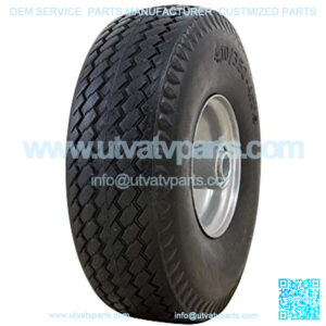 4.10/3.50-4" Flat Free, All Purpose Utility Tire on Wheel, 3.5" Centered Hub, 3/4" Bearings