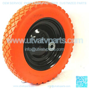 14" Flat Free Wheel Barrow Wheelbarrow Tire Solid Foam 5/8 Axle For Cart Wagon