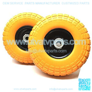 Set of 2-10" Flat Free Tires Wheels with 5/8" Center - Solid Tire Wheel for Dolly Hand Truck Cart/All Purpose Utility Tire
