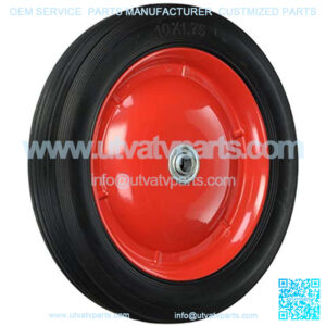 9596 10-Inch Semi-Pneumatic Rubber Tire, Steel Hub with Ball Bearings, Ribbed Tread, 1/2-Inch Bore Centered Axle,Black