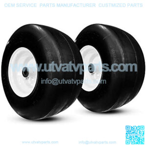 2 New 13x6.50-6 Flat-Free Commercial Lawn Mower Smooth Tire with Steel Rim for Lawn Mower Garden Tractor - Hub 4"-7.1" 5/8" or 1/2" Precision Bearing 136506 T161Heavy Duty