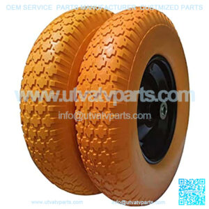 Wheelbarrow Tires 4.80/4.00-8 with 5/8 & 3/4 Wheel Bearing, 3.5" Hub Flat Free 16 inch Solid Rubber Tire Replacement Wheelbarrow Wheel 4.80-8 for Wheel Barrel Yard Cart Garden Wagon (Set of 2)