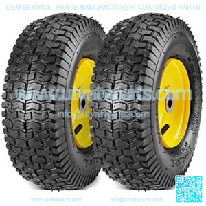 2-Pack 13x5.00-6 2PLY Turf Mower Tractor Tire with Yellow Rim, (3" Centered Hub, 3/4" Bushings )