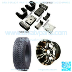 EZGO TXT Low Profile/Tire Wheel Combo & 4" Block Lift Kit Bundle (1994-2001.5)