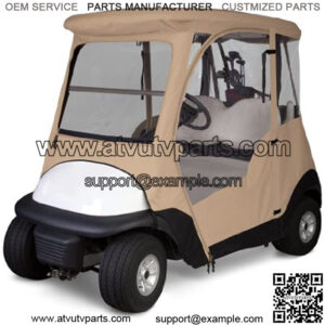 Classic Accessories Fairway Deluxe 4-Sided 2-Person Golf Cart Enclosure For Club Car, Tan