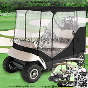 Harbor Waterproof Superior Black and Transparent Golf Cart Cover Enclosure for Club Car, Ezgo, Yamaha, Fits Most Four-Person Golf Carts + Kapscomoto Keychain