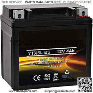 YTX5L-BS High Performance - Maintenance Free - Sealed AGM Motorcycle CTX5L Battery compatible with Honda YUASA Yamaha ETX5L-BS Batteries