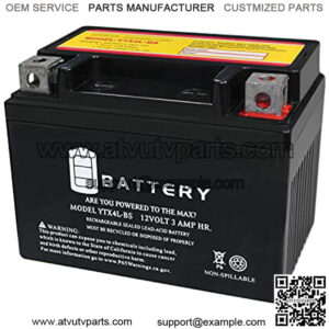 YTX4L-BS 12V 3AH 50 CCA Power Sport SLA Battery - Mighty Max Battery Brand Product