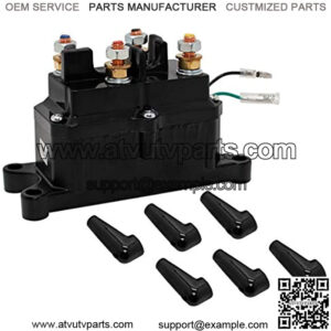 Winch Solenoid Relay 12V 250A Contactor with 6 Protecting Caps for 4x4 Vehicles UTV ATV Winch Solenoid Compatible with ATV UTV 1500lb 2000lb 5000lb Polaris 800 1000